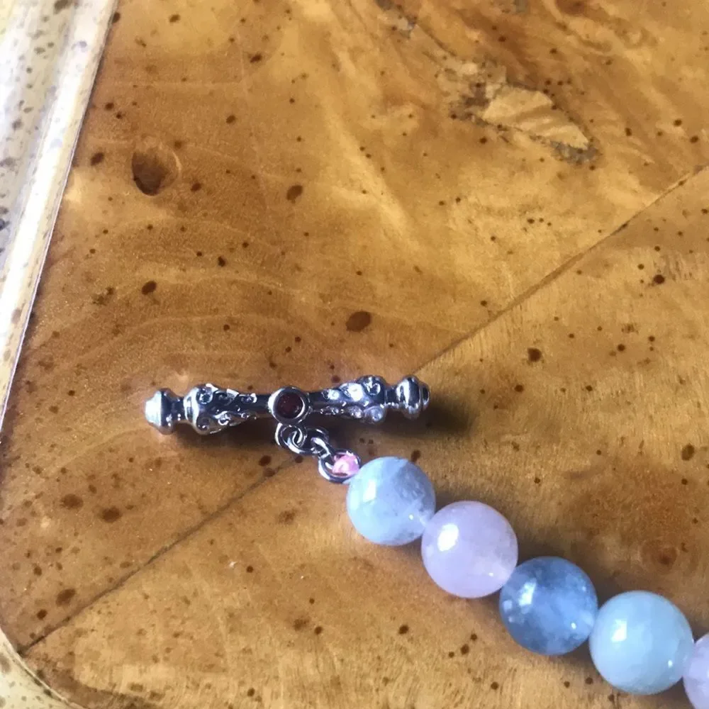 Natural Beryl Sterling Silver Beaded Necklace